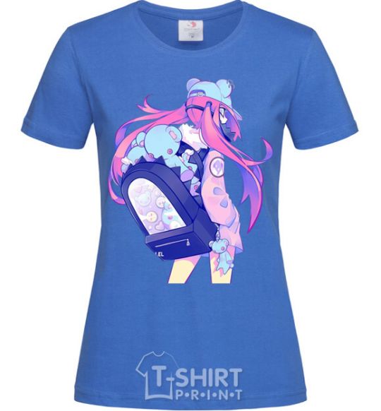 Women's T-shirt Girl's anime back royal-blue фото