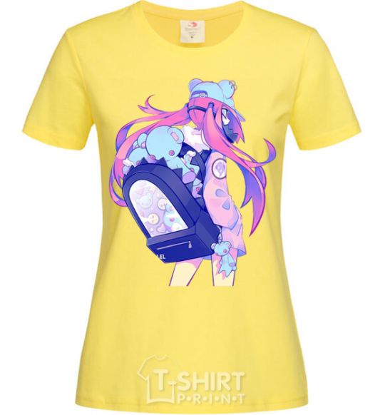 Женская футболка Девушка аниме спина Лимонный фото