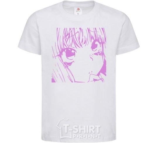 Детская футболка Девочка аниме розового цвета Белый фото