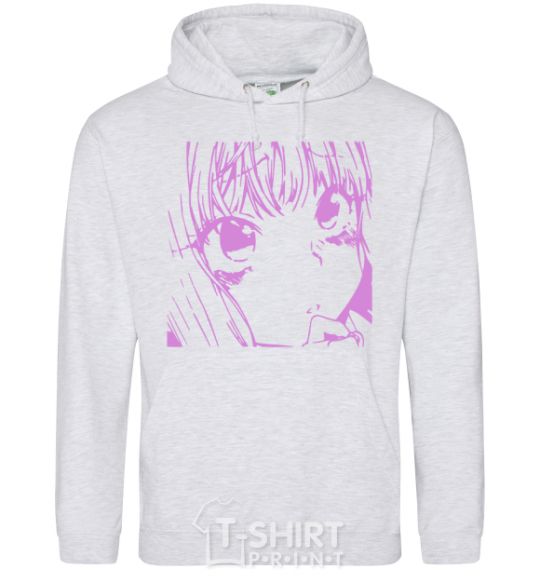 Men`s hoodie The anime girl is pink sport-grey фото