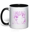 Mug with a colored handle The anime girl is pink black фото