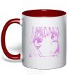 Mug with a colored handle The anime girl is pink red фото