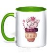Mug with a colored handle Hi tea kelly-green фото