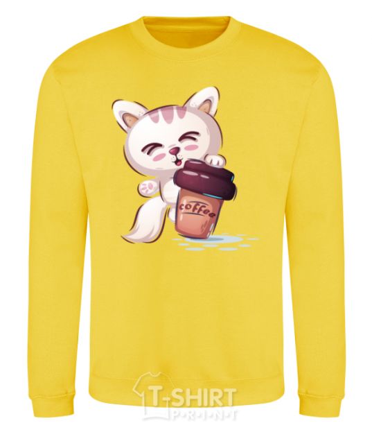 Sweatshirt Coffee kitten yellow фото