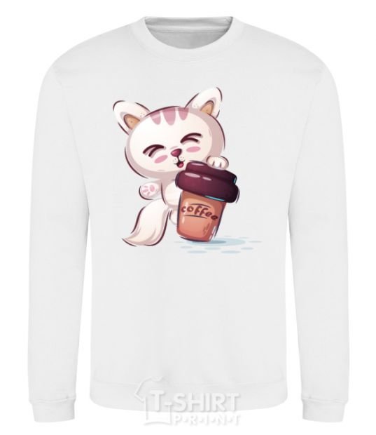 Sweatshirt Coffee kitten White фото