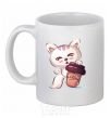 Ceramic mug Coffee kitten White фото