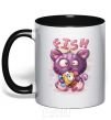 Mug with a colored handle Fish and kitten black фото