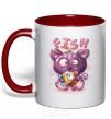 Mug with a colored handle Fish and kitten red фото