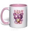 Mug with a colored handle Fish and kitten light-pink фото