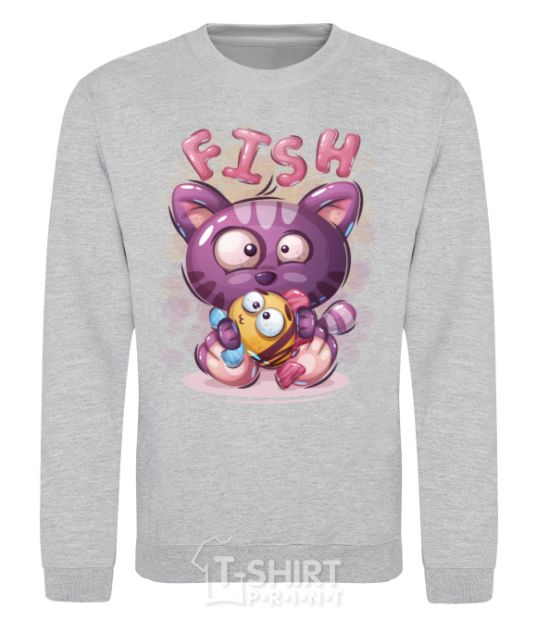 Sweatshirt Fish and kitten sport-grey фото