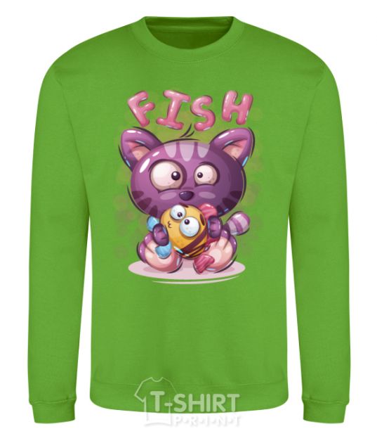 Sweatshirt Fish and kitten orchid-green фото