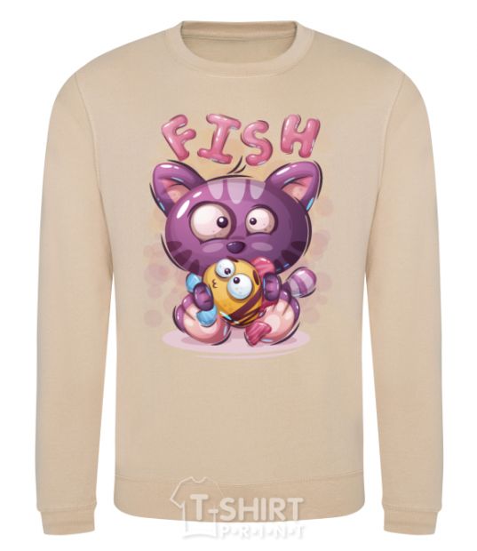 Sweatshirt Fish and kitten sand фото