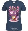 Women's T-shirt Fish and kitten navy-blue фото