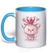 Mug with a colored handle Kitty sky-blue фото