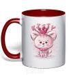 Mug with a colored handle Kitty red фото