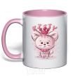 Mug with a colored handle Kitty light-pink фото