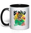 Mug with a colored handle Be wild black фото