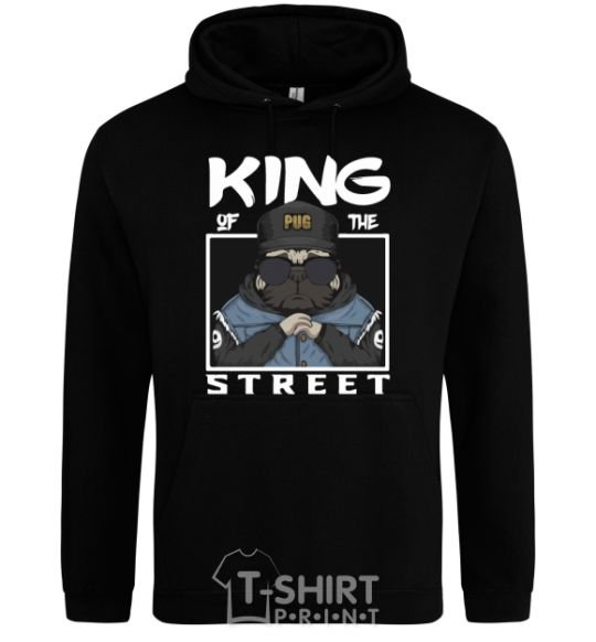 Men`s hoodie Pug king of the street black фото