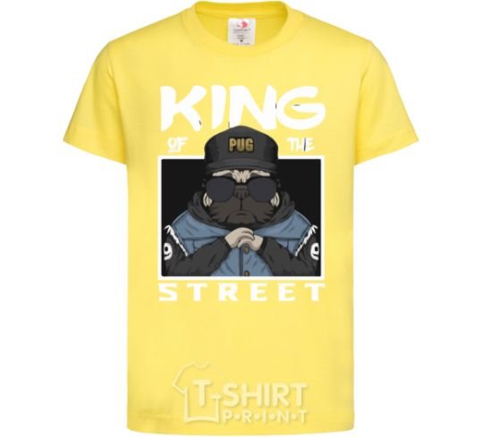 Детская футболка Pug king of the street Лимонный фото