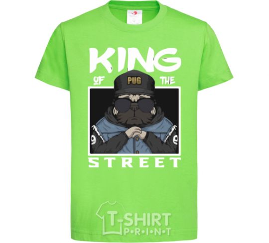 Kids T-shirt Pug king of the street orchid-green фото