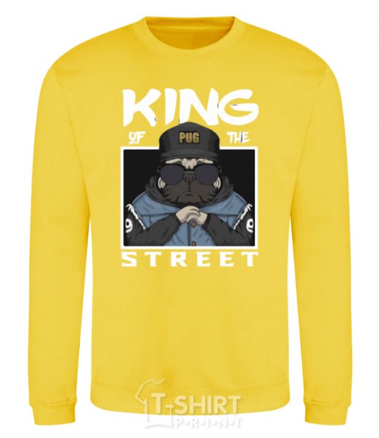 Sweatshirt Pug king of the street yellow фото