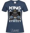 Women's T-shirt Pug king of the street navy-blue фото