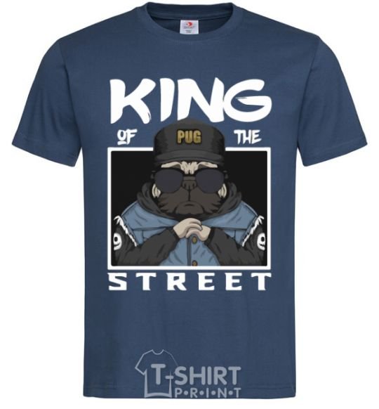 Мужская футболка Pug king of the street Темно-синий фото