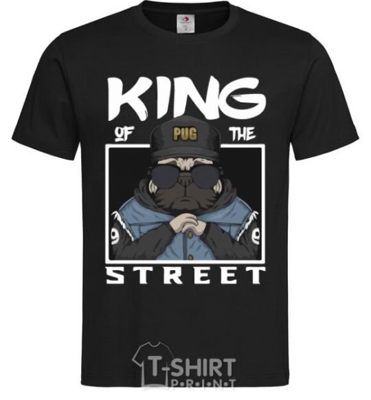 Мужская футболка Pug king of the street Черный фото