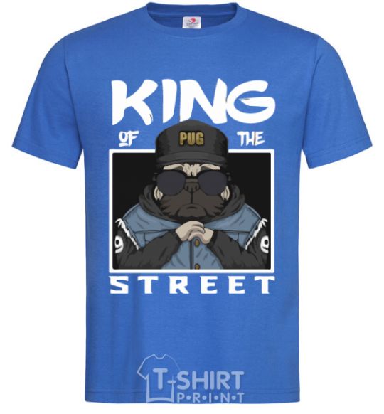 Мужская футболка Pug king of the street Ярко-синий фото