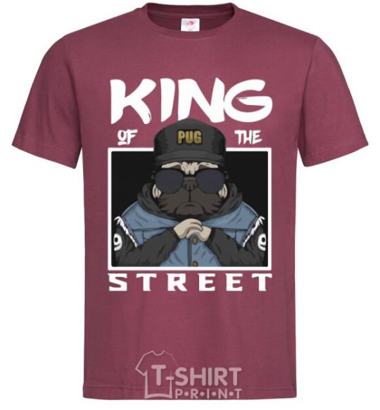 Men's T-Shirt Pug king of the street burgundy фото