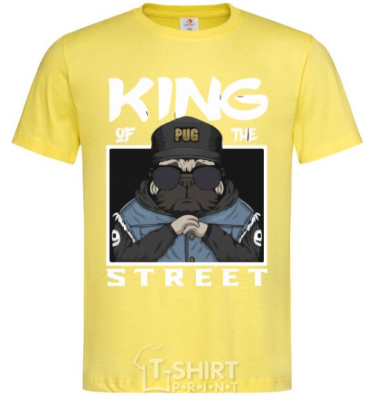 Мужская футболка Pug king of the street Лимонный фото