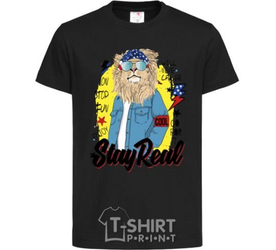 Kids T-shirt Lion Stay real black фото