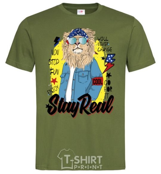 Men's T-Shirt Lion Stay real millennial-khaki фото