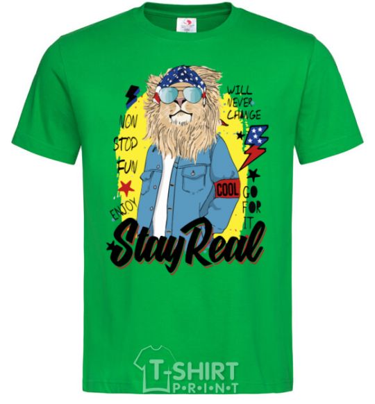 Men's T-Shirt Lion Stay real kelly-green фото