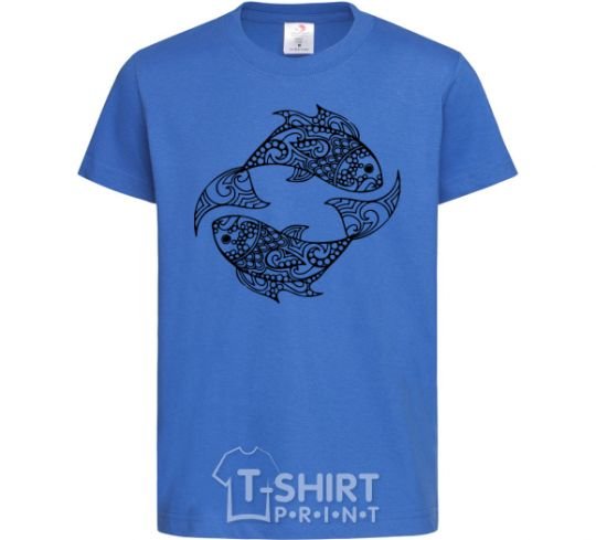 Kids T-shirt Fish pattern royal-blue фото