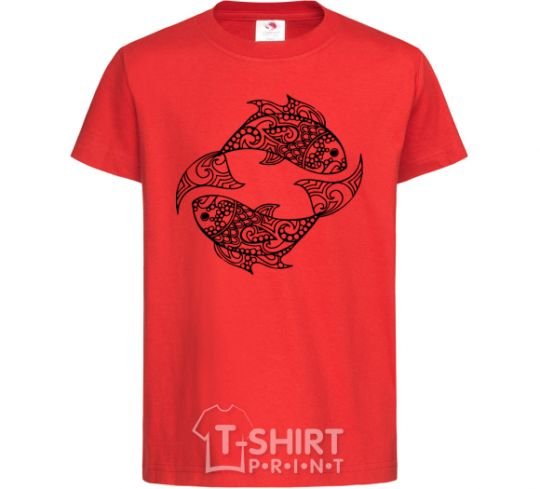 Kids T-shirt Fish pattern red фото