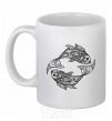 Ceramic mug Fish pattern White фото