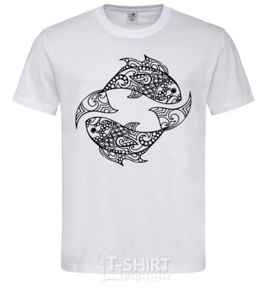 Men's T-Shirt Fish pattern White фото
