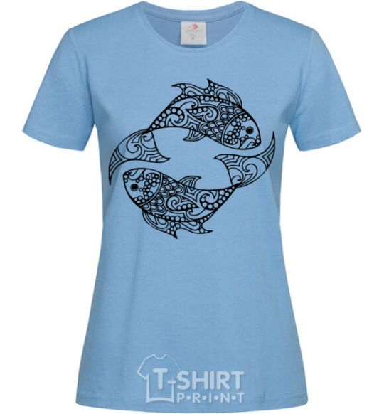 Женская футболка Рыбы узор Голубой фото