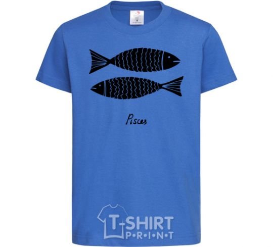 Kids T-shirt Pisces black royal-blue фото