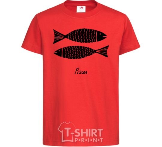 Kids T-shirt Pisces black red фото