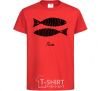 Kids T-shirt Pisces black red фото