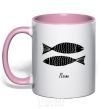 Mug with a colored handle Pisces black light-pink фото