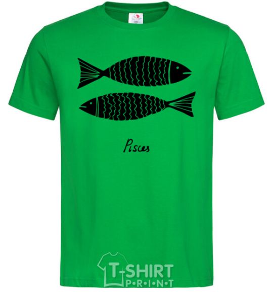 Men's T-Shirt Pisces black kelly-green фото