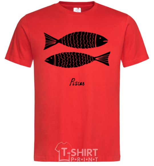 Men's T-Shirt Pisces black red фото