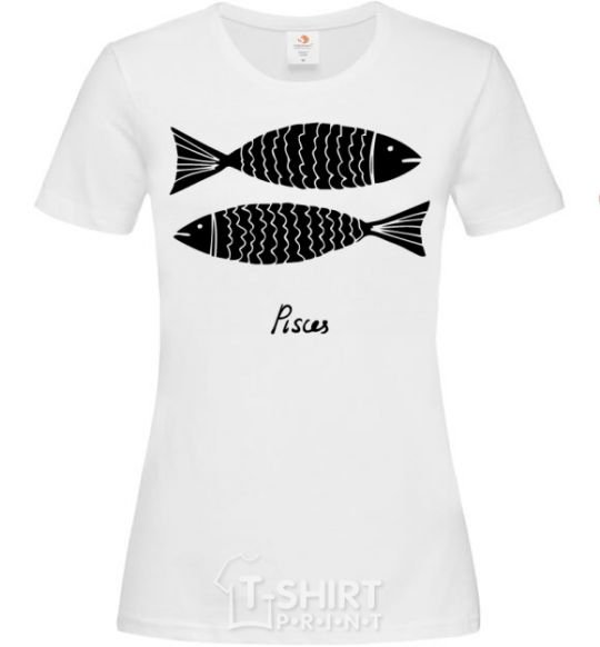 Women's T-shirt Pisces black White фото