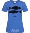 Women's T-shirt Pisces black royal-blue фото