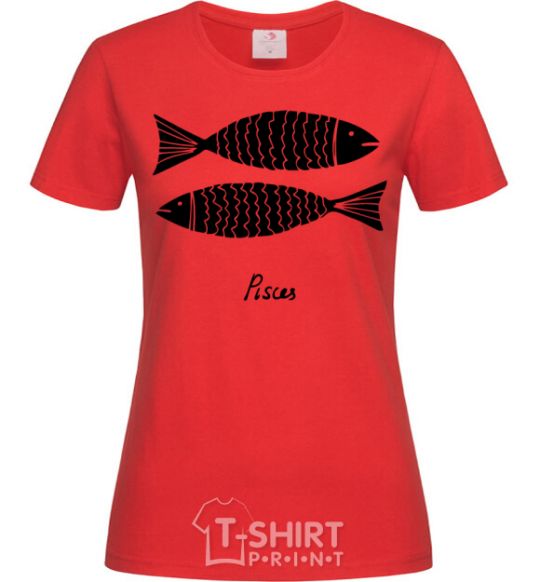Women's T-shirt Pisces black red фото