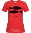 Women's T-shirt Pisces black red фото