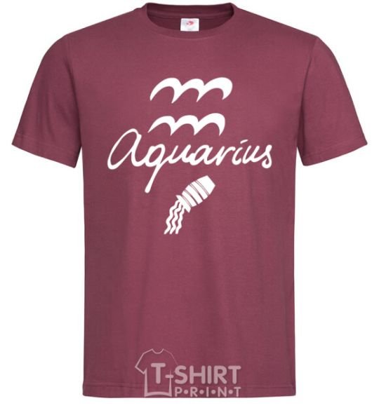 Men's T-Shirt Aquarius white burgundy фото